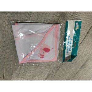 New Hooded Towel Infant Baby Bath Towel White Pink Elephant